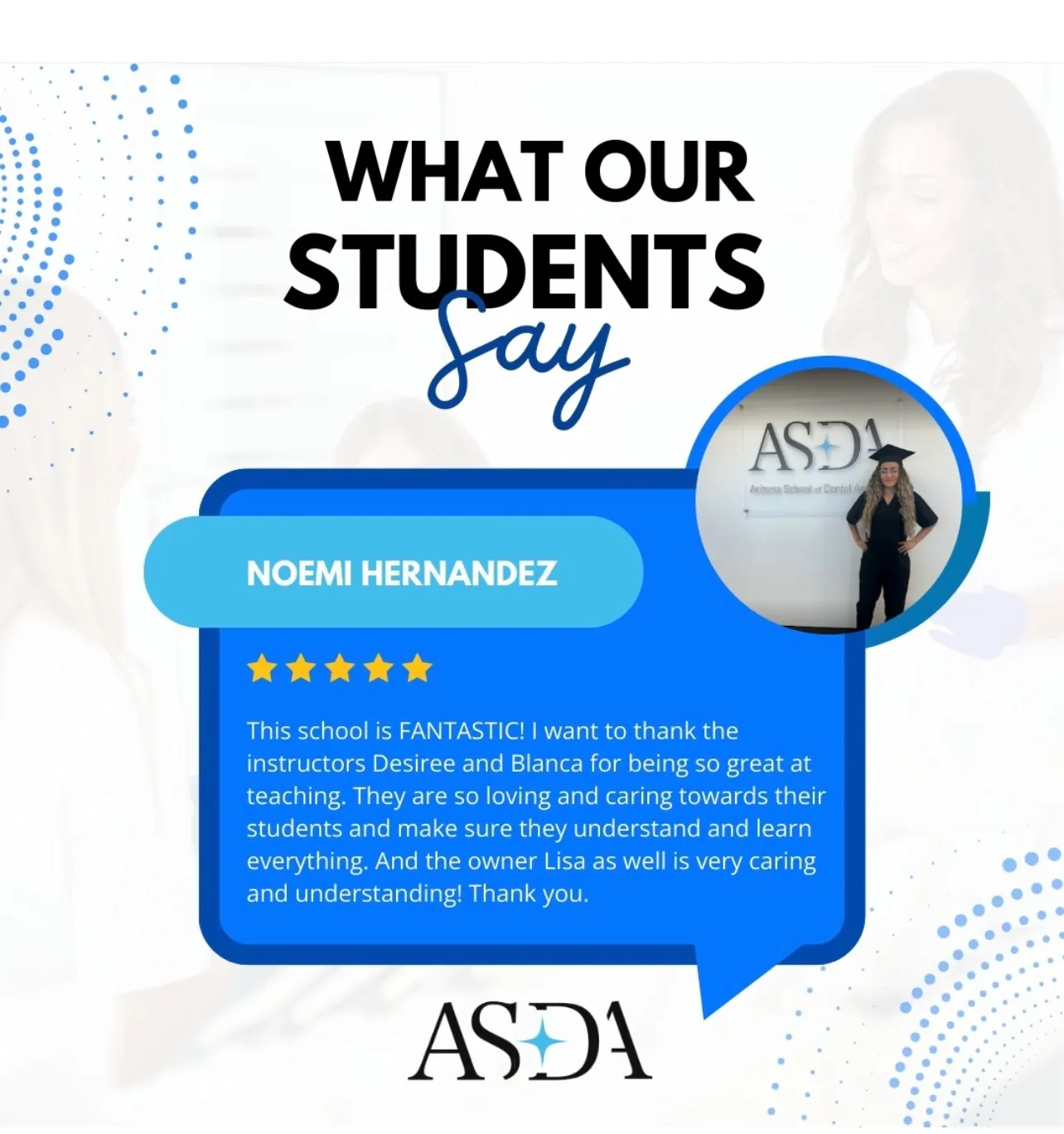 ASDA student training with dental technology